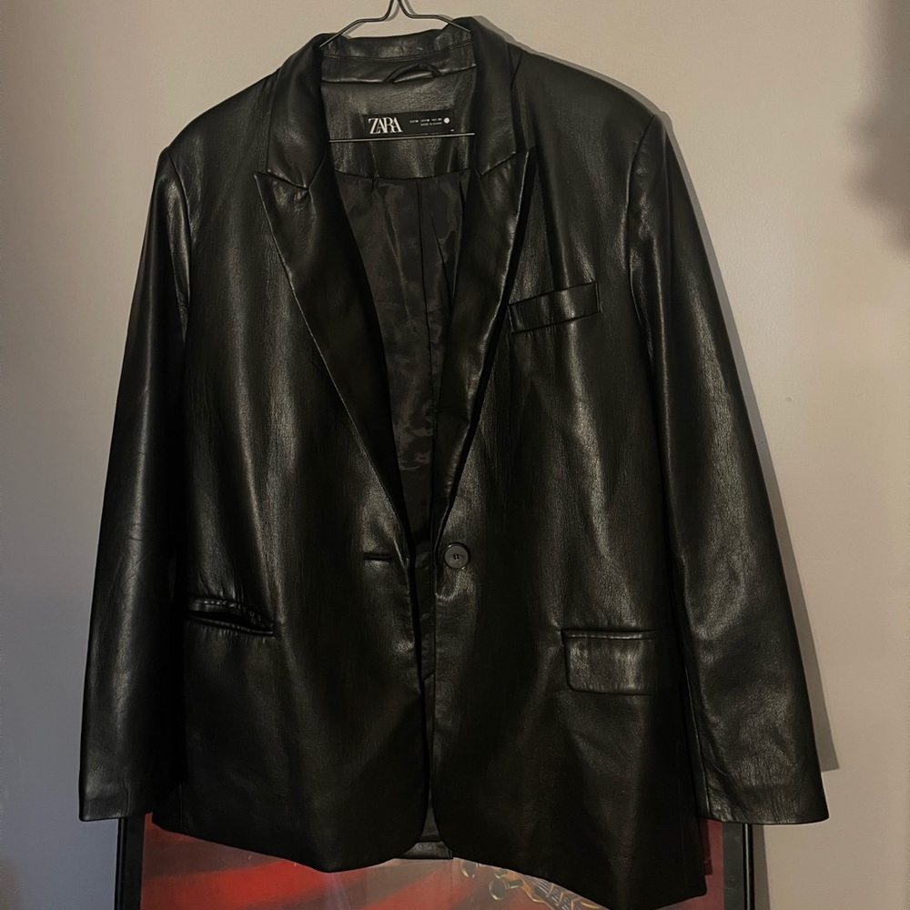 Zara faux leather blazer